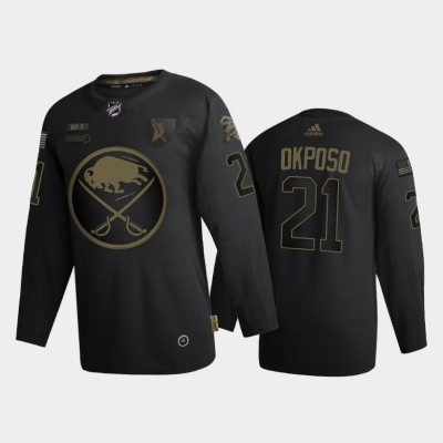 Buffalo Buffalo Sabres #21 Kyle Okposo Men's Adidas 2020 Veterans Day Authentic NHL Jersey - Black Men's